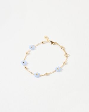 Oliver Bonas Rosaria Blue Beaded Flower Chain Bracelet - White