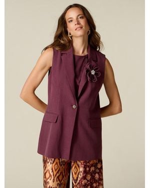 Oltre Gilet Sartoriale Misto Lino Donna, Taglia - Viola