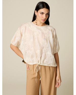Oltre Blusa Misto Lyocell Con Ricamo Donna, Taglia - Neutro