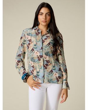 Oltre Camicia Fantasia Con Dettaglio Gioiello Donna, Taglia - Marrone