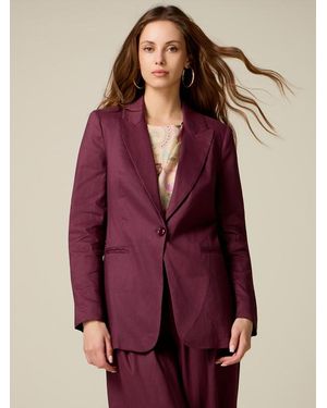 Oltre Giacca Misto Lino Donna, Taglia - Viola