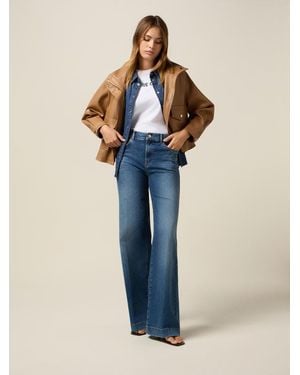 Oltre Jeans A Palazzo Con Cristalli Donna, Taglia - Blu