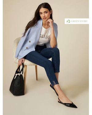 Oltre Jeans Skinny Con Dettaglio Gioiello Donna, Taglia - Blu