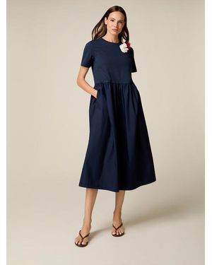 Oltre Vestito Bimaterico Con Spille Donna, Taglia - Blu