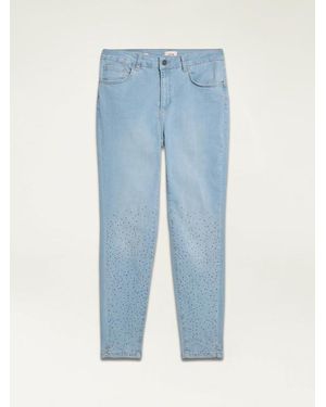 Oltre Jeans Skinny Stone Bleached Con Borchiette Donna, Taglia - Blu