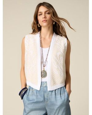Oltre Gilet Effetto Stuoia Con Micro Paillettes Donna, Taglia - Bianco