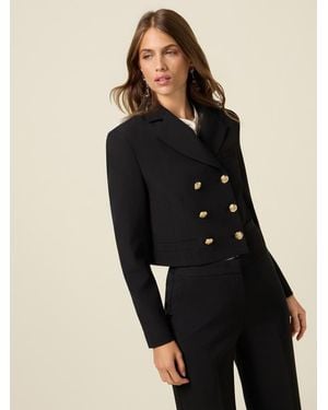 Oltre Blazer Cropped Doppiopetto Donna, Taglia - Nero