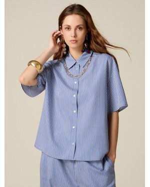 Oltre Camicia Maniche Corte A Righe Donna, Taglia - Blu