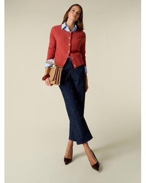 Oltre Jeans Cropped Con Cristalli Donna, Taglia - Rosa