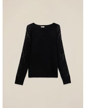 Oltre Maglia Misto Cashmere Con Pizzo Donna, Taglia - Nero