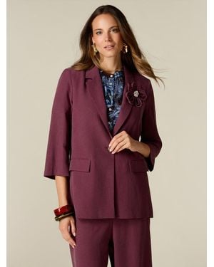 Oltre Blazer Misto Lino Con Spilla Donna, Taglia - Viola