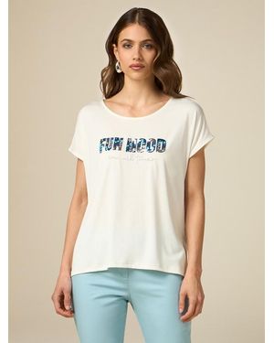 Oltre T-Shirt Con Ricamo Lettering Donna, Taglia - Neutro