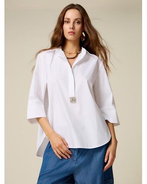 Oltre Camicia Over Con Dettaglio Gioiello Donna, Taglia - Bianco