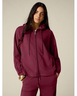 Oltre Felpa Aperta Con Cappuccio E Piping Donna, Taglia - Rosso