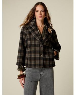 Oltre Giacca Boxy Check Donna, Taglia - Marrone