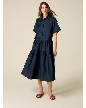 Oltre Vestito Chemisier Con Fiori Applicati Donna, Taglia - Blu