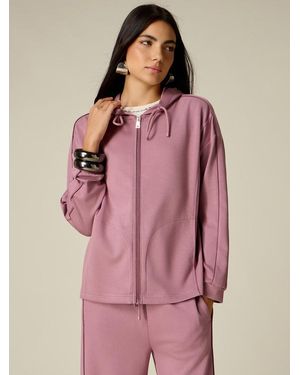 Oltre Felpa Aperta Con Cappuccio E Piping Donna, Taglia - Rosa