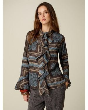 Oltre Camicia Fantasia Con Volant Donna, Taglia - Multicolore