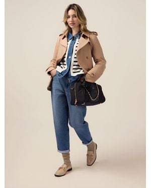 Oltre Jeans Boyslim Con Bottone Gioiello Donna, Taglia - Blu
