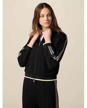 Oltre Felpa Con Zip E Tape Bicolor Donna, Taglia - Nero