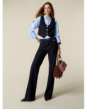 Oltre Jeans Flare Con Tasche A Patta Donna, Taglia - Blu