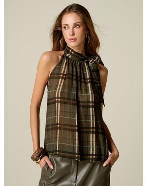 Oltre Top Fantasia Con Scollo Ad Americana Donna, Taglia - Marrone