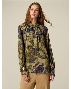 Oltre Blusa Fantasia Con Fiocco Da Annodare Donna, Taglia - Verde
