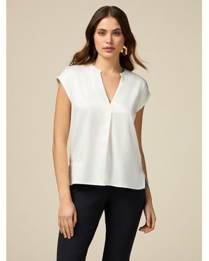 Oltre T-Shirt Bimaterica Con Scollo A V Donna, Taglia - Bianco