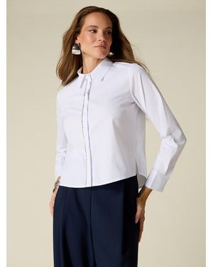 Oltre Camicia Cropped Con Cristalli Donna, Taglia - Bianco