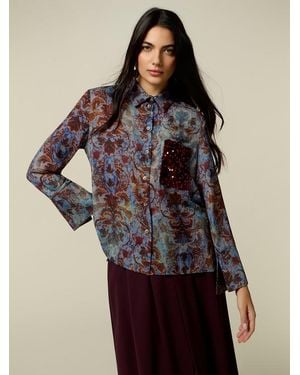 Oltre Camicia Fantasia Con Taschino - Blu
