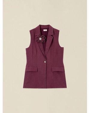Oltre Gilet Sartoriale Misto Lino Donna, Taglia - Viola