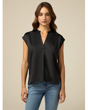 Oltre T-Shirt Bimaterica Con Scollo A V Donna, Taglia - Nero