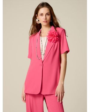 Oltre Blazer Maniche Corte Con Applicazione Floreale Donna, Taglia - Rosa