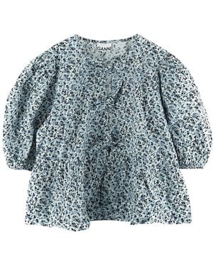 Ganni Floral Top - Blue