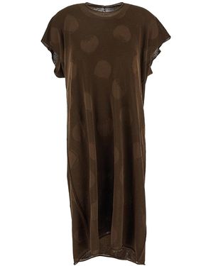 Uma Wang Dot-Print Midi Dress - Brown