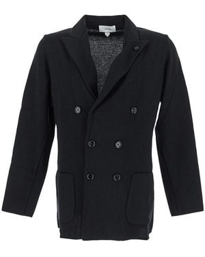 Lardini Double-breasted Knit Jacket - Black