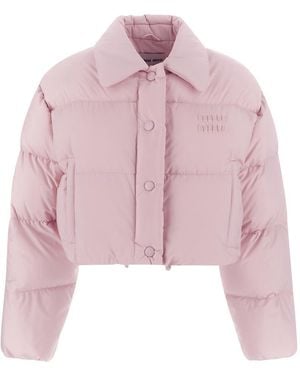 Miu Miu Cropped Down Jacket - Pink