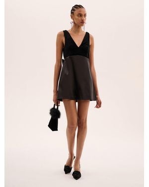 OMNES Bowlyn Velvet Bow Dress - Natural