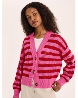 OMNES Heather Stripe Cardigan - Pink