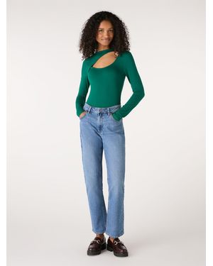OMNES Deryn Cut Out Jersey Top - Green