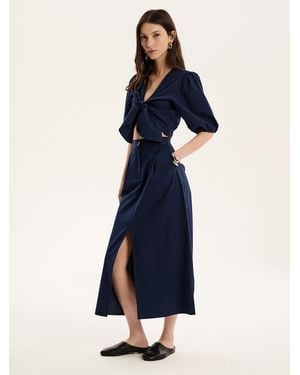 OMNES A Line Midi Skirt - Blue