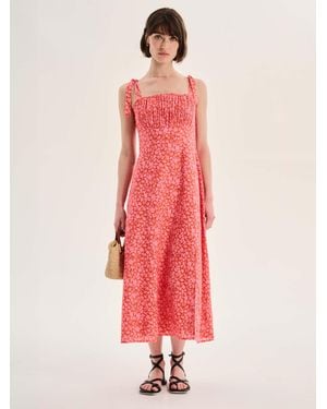 OMNES Irina Ruched Bodice Strappy Dress - Pink