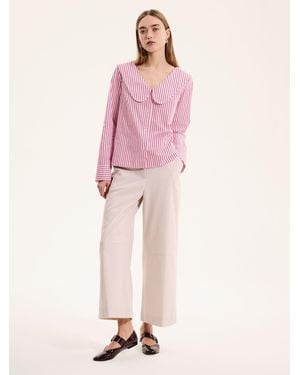 OMNES Caitlin Oversized Collar Blouse - Pink
