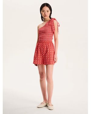 OMNES Joshua Gingham Floral Shorts - Red