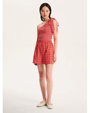 OMNES Joshua Gingham Floral Shorts - Red