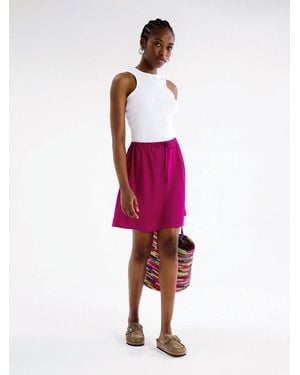 OMNES Nessa Drawcord Mini Skirt - Red