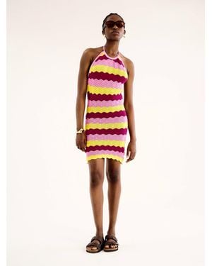 OMNES Ash Crochet Halter Mini Dress - Multicolour