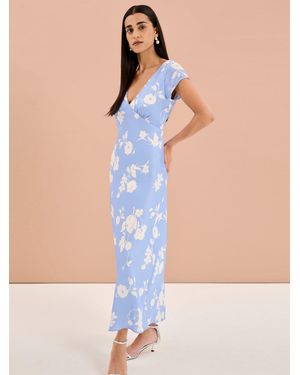 OMNES Woolf Short Sleeve Floral Slip Dress - Blue