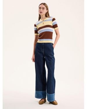 OMNES Amos Stripe Short Sleeve Top - Blue