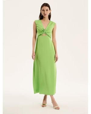 OMNES Marin Twist Satin Dress - Green